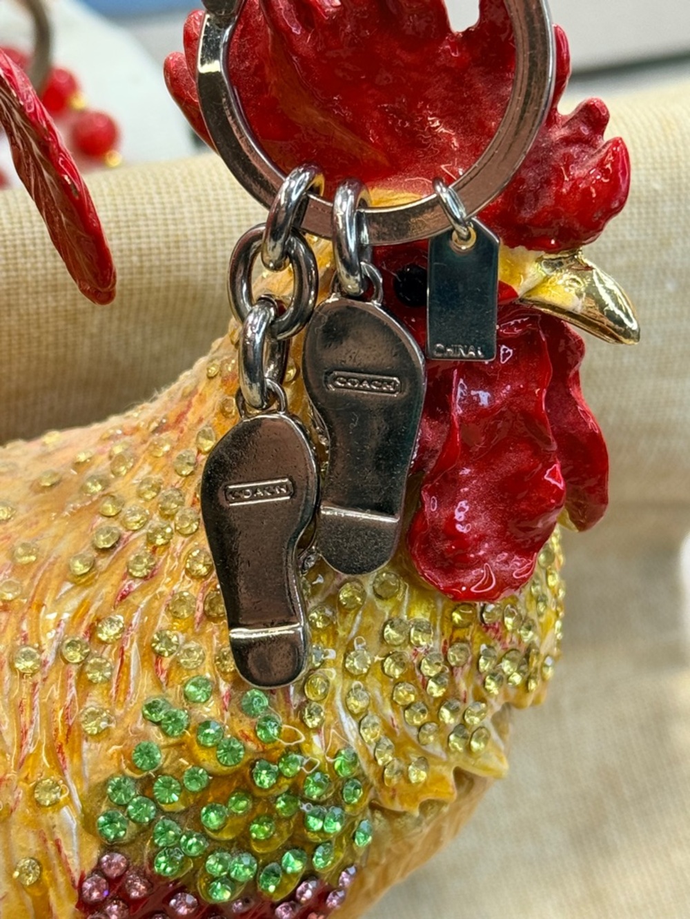 Coach Legacy Pave Flip-Flop Sandals Keychain - Picture 4 of 5